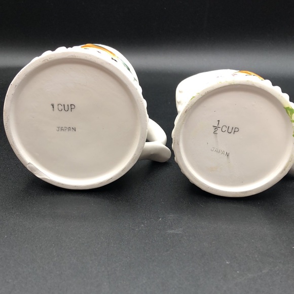 Vintage 4 Rooster Measuring Cups. Delicate ceramic Farmhouse style Decor Japan - Picture 8 of 8